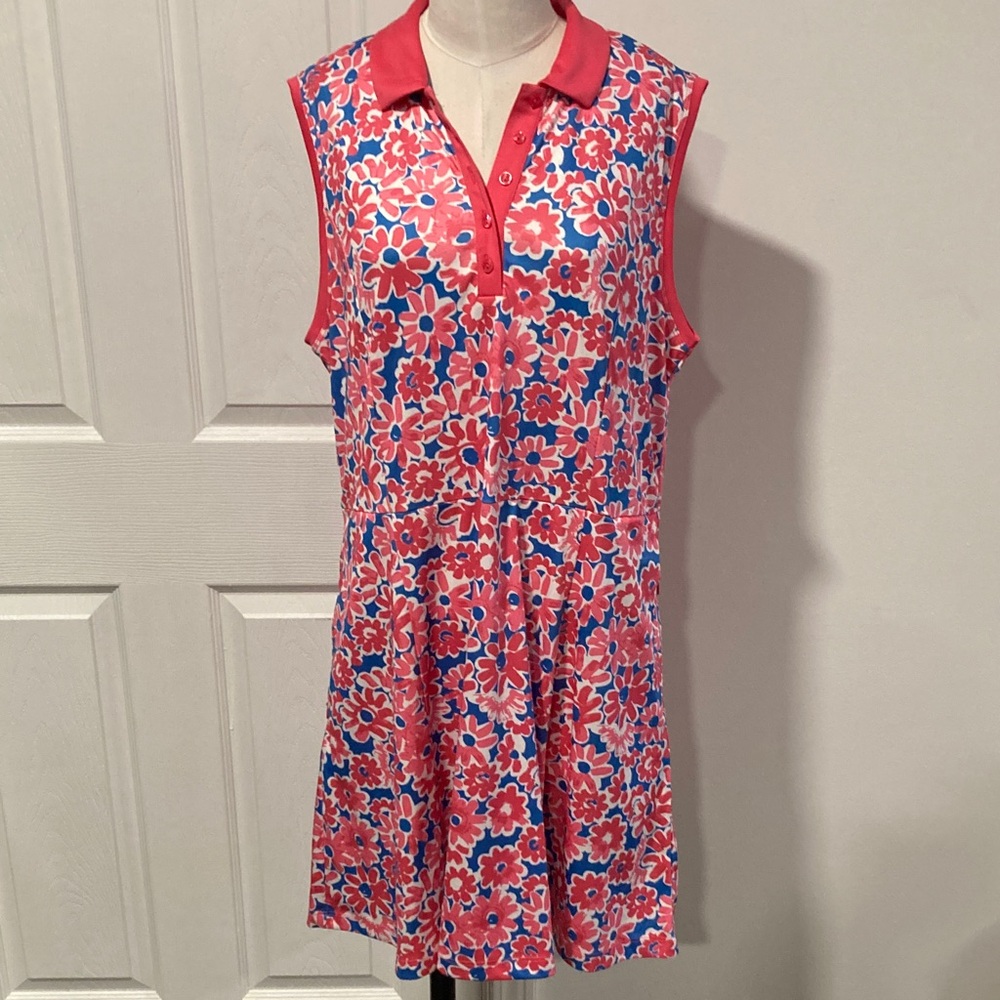 Pro Tour coolplay blue pink flower golf dress XL